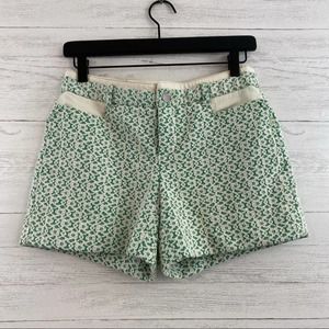 Green Patterned Jean Shorts